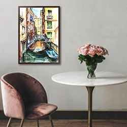 «Венеция, канал, акварель» в интерьере в классическом стиле над креслом