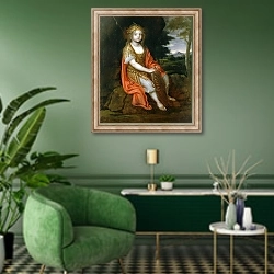 «Wilhelmine a Daughter of Johannes Friedrich» в интерьере гостиной в зеленых тонах
