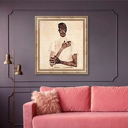 «Портрет Эрвина фон Граффа» в интерьере гостиной с розовым диваном