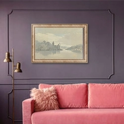 «Dartmouth Castle» в интерьере гостиной с розовым диваном