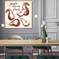 «Эскиз с грушами» в интерьере классической кухни у двери