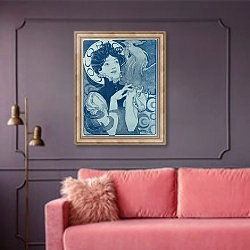 «Cocorico» в интерьере гостиной с розовым диваном