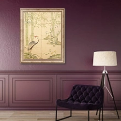 «Bamboo and Crane, Edo Period» в интерьере в классическом стиле в фиолетовых тонах