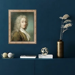 «Portrait of Antoine Watteau» в интерьере в классическом стиле в синих тонах