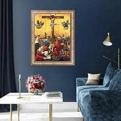 «Crucifixion, c.1518» в интерьере в классическом стиле в синих тонах