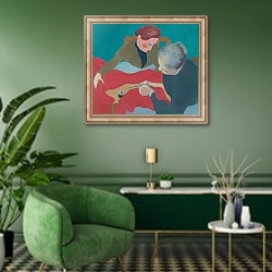 «Швеи 2» в интерьере гостиной в зеленых тонах