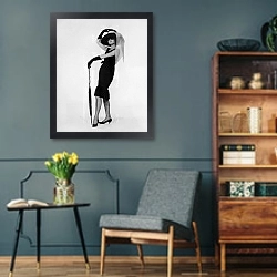 «Хепберн Одри 129» в интерьере гостиной в стиле ретро в серых тонах