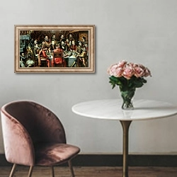 «The Banquet of the Monarchs, c.1579» в интерьере в классическом стиле над креслом