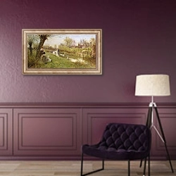 «Watching the Ducks, 1890» в интерьере в классическом стиле в фиолетовых тонах