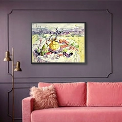 «French Table» в интерьере гостиной с розовым диваном