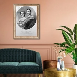 «Wedding Portrait of Princess Victoria and Prince Frederick William of Prussia» в интерьере классической гостиной над диваном