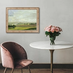«The Elbe Valley Near Dresden» в интерьере в классическом стиле над креслом