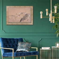 «Les buttes Chaumont.» в интерьере в классическом стиле с зеленой стеной