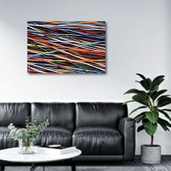 «Электрические цветные кабели и провода» в интерьере офиса в зоне отдыха над диваном