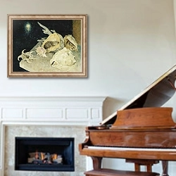 «Shells,» в интерьере классической гостиной над камином