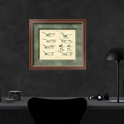 «Плуги» в интерьере кабинета в черных цветах над столом