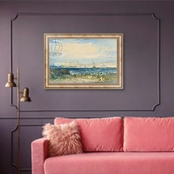 «Margate, c.1822 2» в интерьере гостиной с розовым диваном