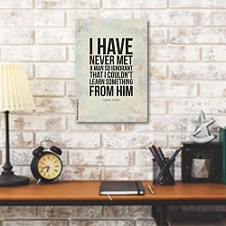 «Мотивационный плакат с цитатой Галилео Галилея» в интерьере кабинета в стиле лофт над столом