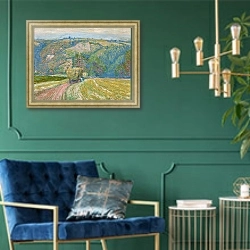 «Cart with Hay» в интерьере в классическом стиле с зеленой стеной