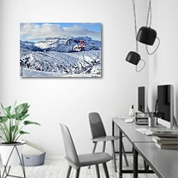«Сноукайтинг в заснеженных горах» в интерьере современного офиса в минималистичном стиле