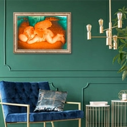 «Golden Cherub, 2016» в интерьере в классическом стиле с зеленой стеной