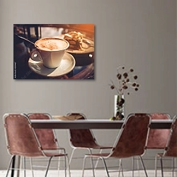«Утренний капучино с тортом» в интерьере столовой с серыми стенами