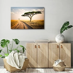 «Африканский пейзаж, Танзания» в интерьере современной комнаты над комодом