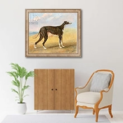 «One of George Lane Fox's Winning Greyhounds: the Black and White Greyhound, Turk 1822» в интерьере в классическом стиле над комодом