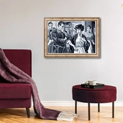 «Eliza Doolittle, from George Bernard Shaw's 'Pygmalion'» в интерьере гостиной в бордовых тонах