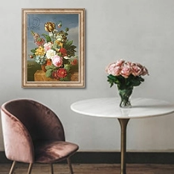 «Bouquet of flowers in a vase» в интерьере в классическом стиле над креслом