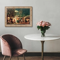 «The World Before the Flood» в интерьере в классическом стиле над креслом