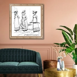 «'Mrs. Bennet and her two youngest girls', illustration from 'Pride & Prejudice'» в интерьере классической гостиной над диваном