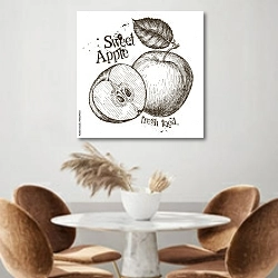 «Иллюстрация с яблоками» в интерьере кухни над кофейным столиком