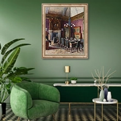 «The Treasury Board Room, office of the Chancellor of the Exchequer» в интерьере гостиной в зеленых тонах