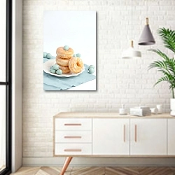«Сахарные пончики» в интерьере комнаты в скандинавском стиле над тумбой
