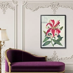 «Botanical Lily, 1996» в интерьере в классическом стиле над банкеткой