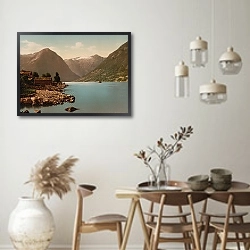 «Норвегия. Согн, фьорд, живописный вид» в интерьере столовой в стиле ретро