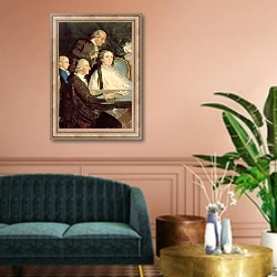 «The Family of the Infante Don Luis de Borbon, 1783-84 2» в интерьере классической гостиной над диваном