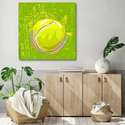 «Теннисный мяч» в интерьере современной комнаты над комодом