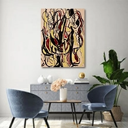 «A la Kandinsky» в интерьере современной гостиной над комодом