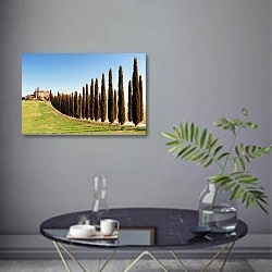 «Дорога к дому. Тоскана. Италия» в интерьере современной гостиной в серых тонах