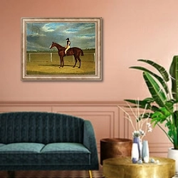 «The Racehorse 'The Colonel' with William Scott Up» в интерьере классической гостиной над диваном