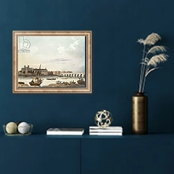 «View of Westminster and the Bridge» в интерьере в классическом стиле в синих тонах