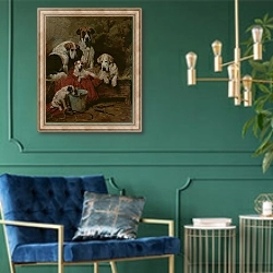 «Kennel Companions» в интерьере в классическом стиле с зеленой стеной