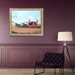 «The Liverpool and London Royal Mail Coach, 1812» в интерьере в классическом стиле в фиолетовых тонах