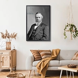 «President Rutherford B. Hayes, c.1870-80» в интерьере гостиной в стиле ретро над диваном