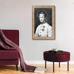 «Napoleon II c.1811-14» в интерьере гостиной в бордовых тонах
