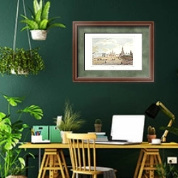 «Красная Площадь, Москва» в интерьере кабинета с зелеными стенами