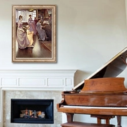 «The Minuet, 1892» в интерьере классической гостиной над камином