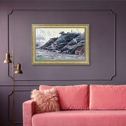 «The Slag Heap, 1896» в интерьере гостиной с розовым диваном